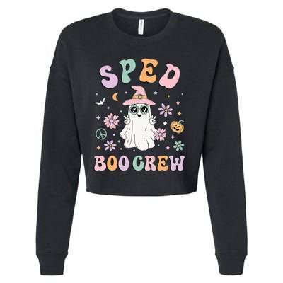 SPED Boo Crew Halloween Floral Ghost Special Ed SPED Teacher Cropped Pullover Crew