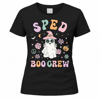 SPED Boo Crew Halloween Floral Ghost Special Ed SPED Teacher Women's T-Shirt