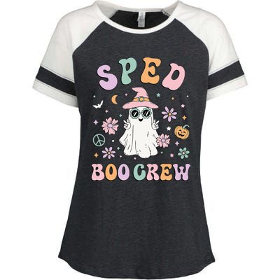 SPED Boo Crew Halloween Floral Ghost Special Ed SPED Teacher Enza Ladies Jersey Colorblock Tee