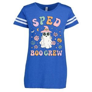 SPED Boo Crew Halloween Floral Ghost Special Ed SPED Teacher Enza Ladies Jersey Football T-Shirt