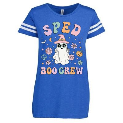 SPED Boo Crew Halloween Floral Ghost Special Ed SPED Teacher Enza Ladies Jersey Football T-Shirt