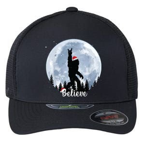 Santa Bigfoot Christmas Rock Roll Sasquatch Believe Xmas Flexfit Unipanel Trucker Cap