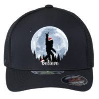 Santa Bigfoot Christmas Rock Roll Sasquatch Believe Xmas Flexfit Unipanel Trucker Cap