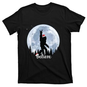 Santa Bigfoot Christmas Rock Roll Sasquatch Believe Xmas T-Shirt