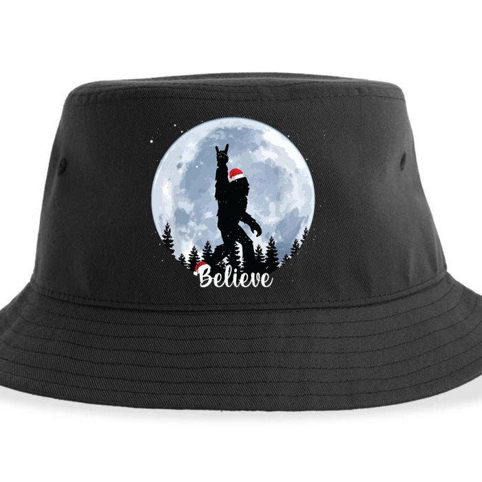 Santa Bigfoot Christmas Rock Roll Sasquatch Believe Xmas Sustainable Bucket Hat