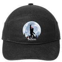 Santa Bigfoot Christmas Rock Roll Sasquatch Believe Xmas 7-Panel Snapback Hat