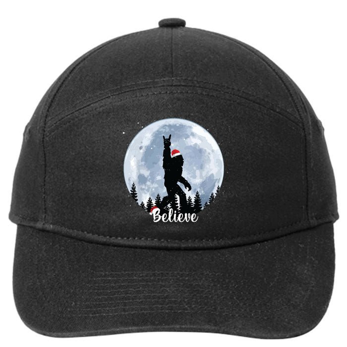 Santa Bigfoot Christmas Rock Roll Sasquatch Believe Xmas 7-Panel Snapback Hat