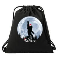 Santa Bigfoot Christmas Rock Roll Sasquatch Believe Xmas Drawstring Bag