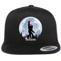 Santa Bigfoot Christmas Rock Roll Sasquatch Believe Xmas Flat Bill Trucker Hat