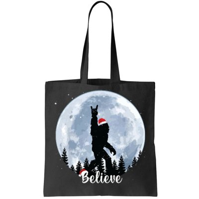 Santa Bigfoot Christmas Rock Roll Sasquatch Believe Xmas Tote Bag