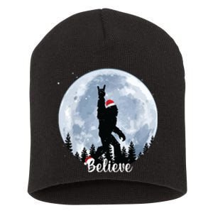 Santa Bigfoot Christmas Rock Roll Sasquatch Believe Xmas Short Acrylic Beanie