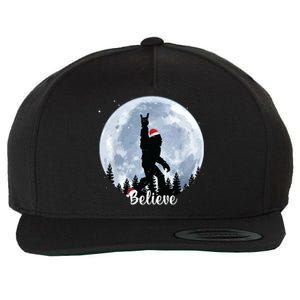 Santa Bigfoot Christmas Rock Roll Sasquatch Believe Xmas Wool Snapback Cap