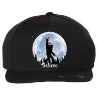 Santa Bigfoot Christmas Rock Roll Sasquatch Believe Xmas Wool Snapback Cap