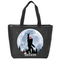 Santa Bigfoot Christmas Rock Roll Sasquatch Believe Xmas Zip Tote Bag