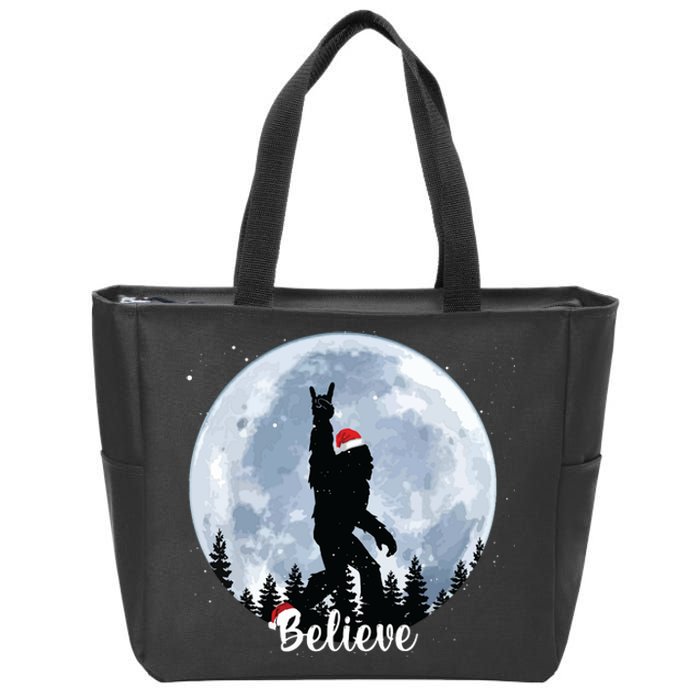 Santa Bigfoot Christmas Rock Roll Sasquatch Believe Xmas Zip Tote Bag