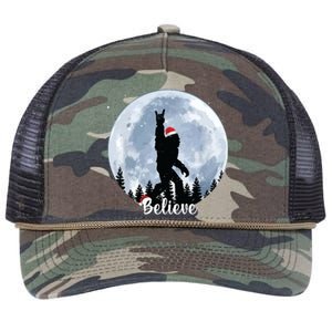 Santa Bigfoot Christmas Rock Roll Sasquatch Believe Xmas Retro Rope Trucker Hat Cap