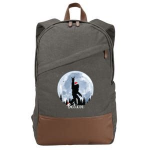 Santa Bigfoot Christmas Rock Roll Sasquatch Believe Xmas Cotton Canvas Backpack