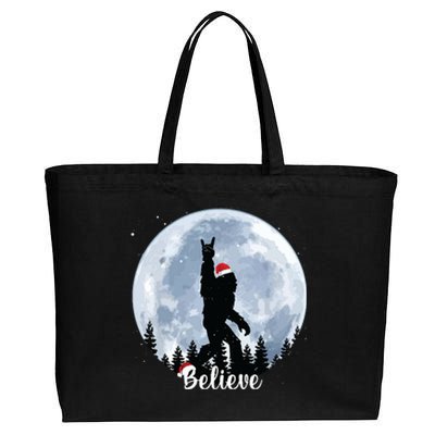 Santa Bigfoot Christmas Rock Roll Sasquatch Believe Xmas Cotton Canvas Jumbo Tote