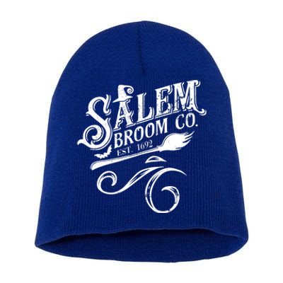 Salem Broom Co Est 1692 Funny Halloween Witch Quote Graphic Gift Short Acrylic Beanie