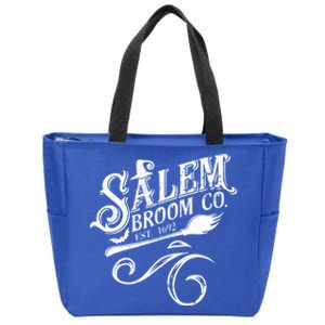 Salem Broom Co Est 1692 Funny Halloween Witch Quote Graphic Gift Zip Tote Bag