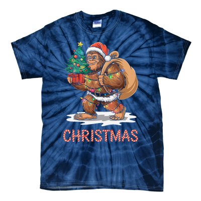 Santa Bigfoot Christmas Lights Funny Sasquatch Believe Xmas Tie-Dye T-Shirt