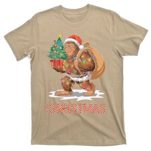 Santa Bigfoot Christmas Lights Funny Sasquatch Believe Xmas T-Shirt