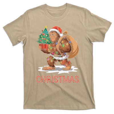 Santa Bigfoot Christmas Lights Funny Sasquatch Believe Xmas T-Shirt