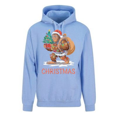 Santa Bigfoot Christmas Lights Funny Sasquatch Believe Xmas Unisex Surf Hoodie