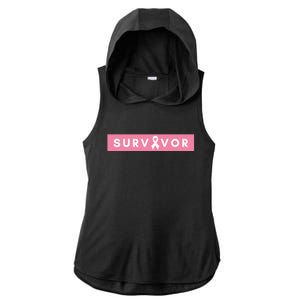 Survivor Breast Cancer Awareness Ladies PosiCharge Tri-Blend Wicking Draft Hoodie Tank