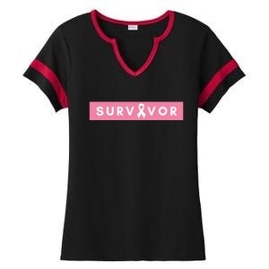 Survivor Breast Cancer Awareness Ladies Halftime Notch Neck Tee