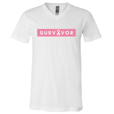 Survivor Breast Cancer Awareness V-Neck T-Shirt