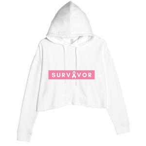 Survivor Breast Cancer Awareness Crop Fleece Hoodie