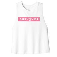 Survivor Breast Cancer Awareness Women's Racerback Cropped Tank