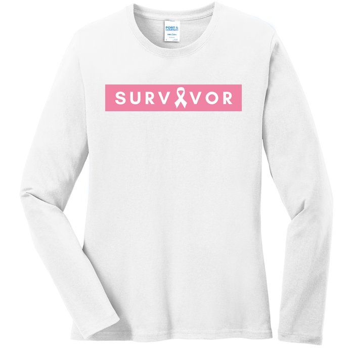 Survivor Breast Cancer Awareness Ladies Long Sleeve Shirt