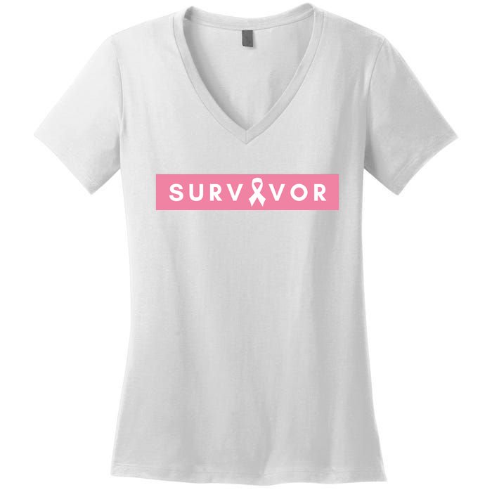 Survivor Breast Cancer Awareness Women's V-Neck T-Shirt