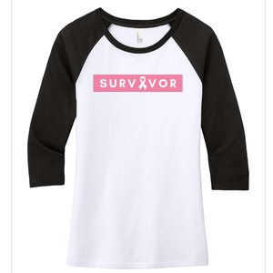 Survivor Breast Cancer Awareness Women's Tri-Blend 3/4-Sleeve Raglan Shirt