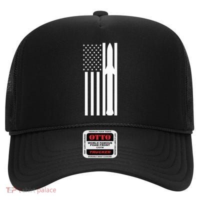 Starship Boca Chica Starbase A American Flag Starship High Crown Mesh Back Trucker Hat