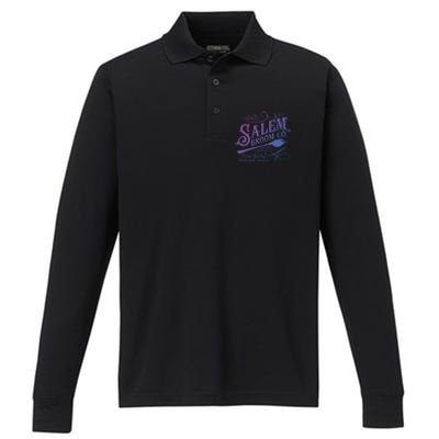 Salem Broom Company Est 1692 Halloween Funny Gift Performance Long Sleeve Polo