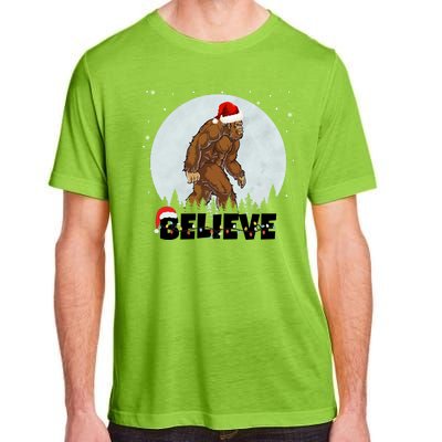 Santa Bigfoot Christmas Rock Funny Sasquatch Believe Adult ChromaSoft Performance T-Shirt