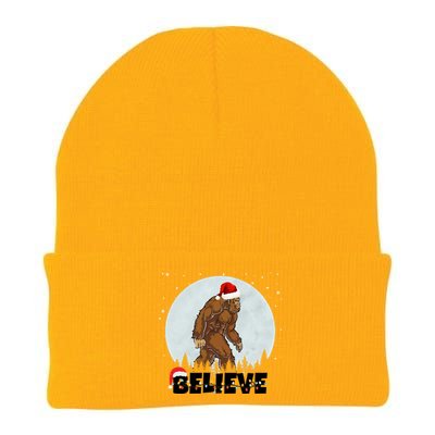 Santa Bigfoot Christmas Rock Funny Sasquatch Believe Knit Cap Winter Beanie