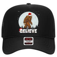 Santa Bigfoot Christmas Rock Funny Sasquatch Believe High Crown Mesh Back Trucker Hat