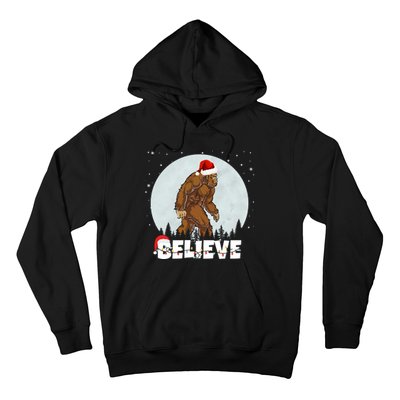 Santa Bigfoot Christmas Rock Funny Sasquatch Believe Hoodie