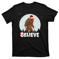 Santa Bigfoot Christmas Rock Funny Sasquatch Believe T-Shirt