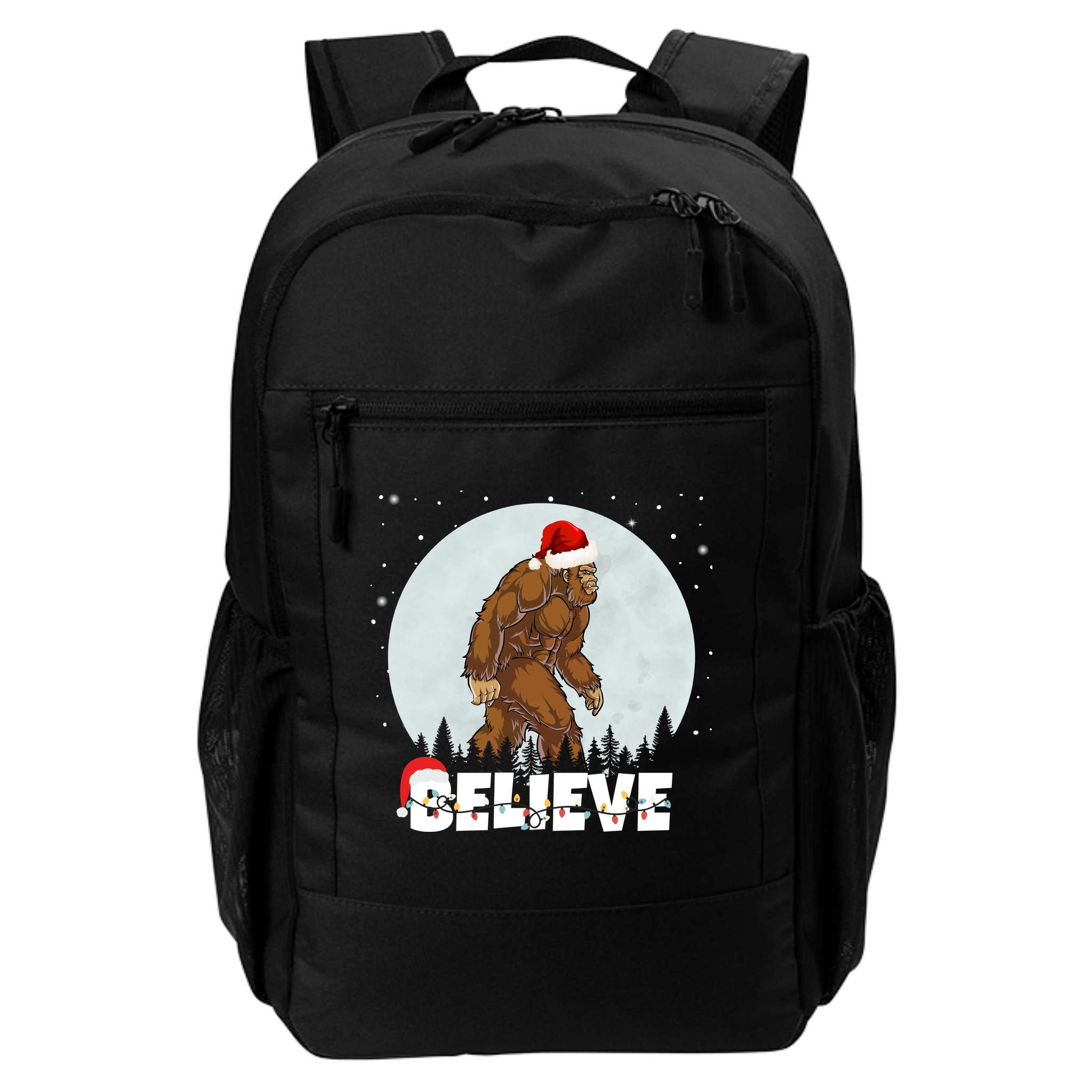 Santa Bigfoot Christmas Rock Funny Sasquatch Believe Backpack