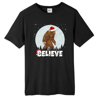 Santa Bigfoot Christmas Rock Funny Sasquatch Believe Tall Fusion ChromaSoft Performance T-Shirt