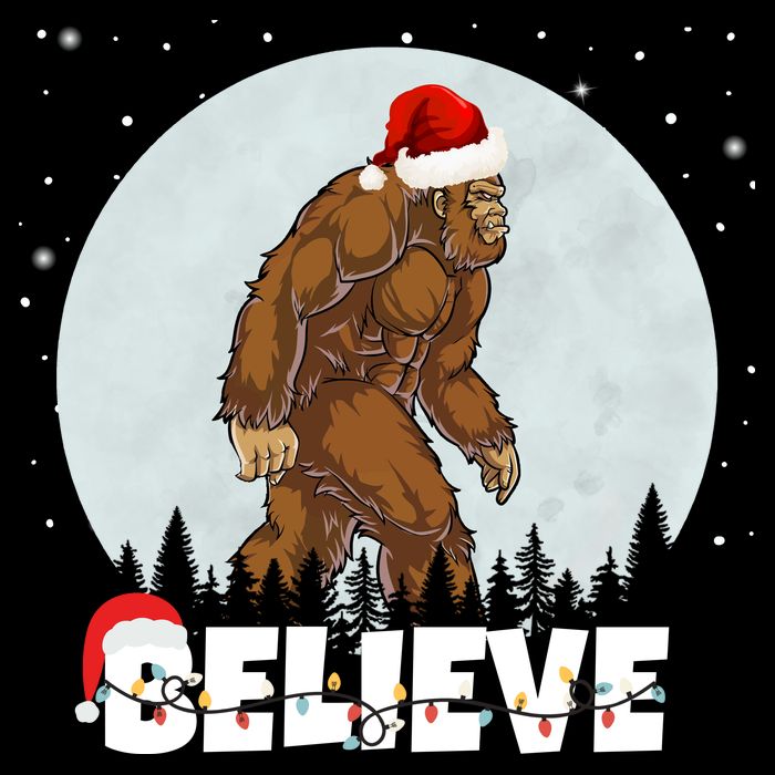 Santa Bigfoot Christmas Rock Funny Sasquatch Believe Flatbill Hat