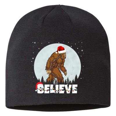 Santa Bigfoot Christmas Rock Funny Sasquatch Believe Sustainable Beanie