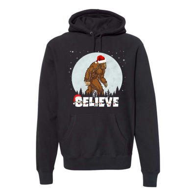 Santa Bigfoot Christmas Rock Funny Sasquatch Believe Premium Hoodie