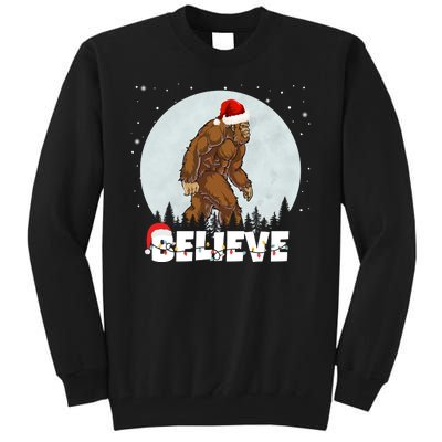 Santa Bigfoot Christmas Rock Funny Sasquatch Believe Tall Sweatshirt