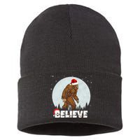 Santa Bigfoot Christmas Rock Funny Sasquatch Believe Sustainable Knit Beanie